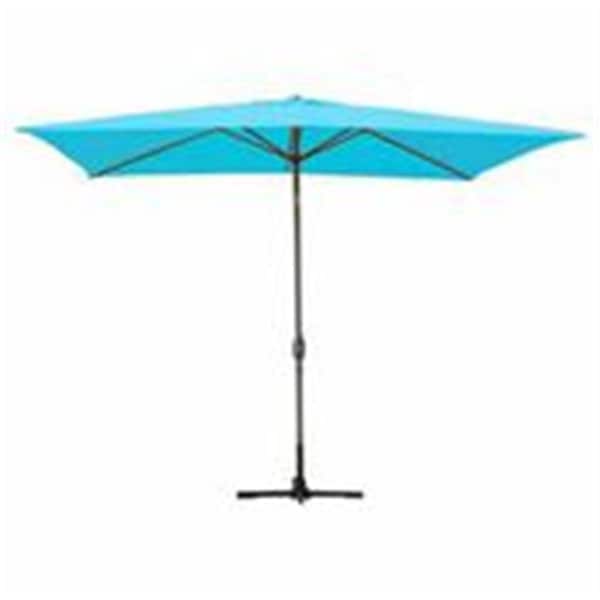 Propation 6.5 x 10 Ft. Aluminum Patio Market Umbrella Tilt with Crank - Turquoise Fabric & Grey Pole PR648414 - main